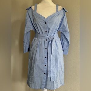 VOVK Button-Down Blue Shirt Dress